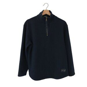 LAUREN RALPH LAUREN Women's Navy Blue French Terry 1/4 Zip Pullover Sweatshirt M